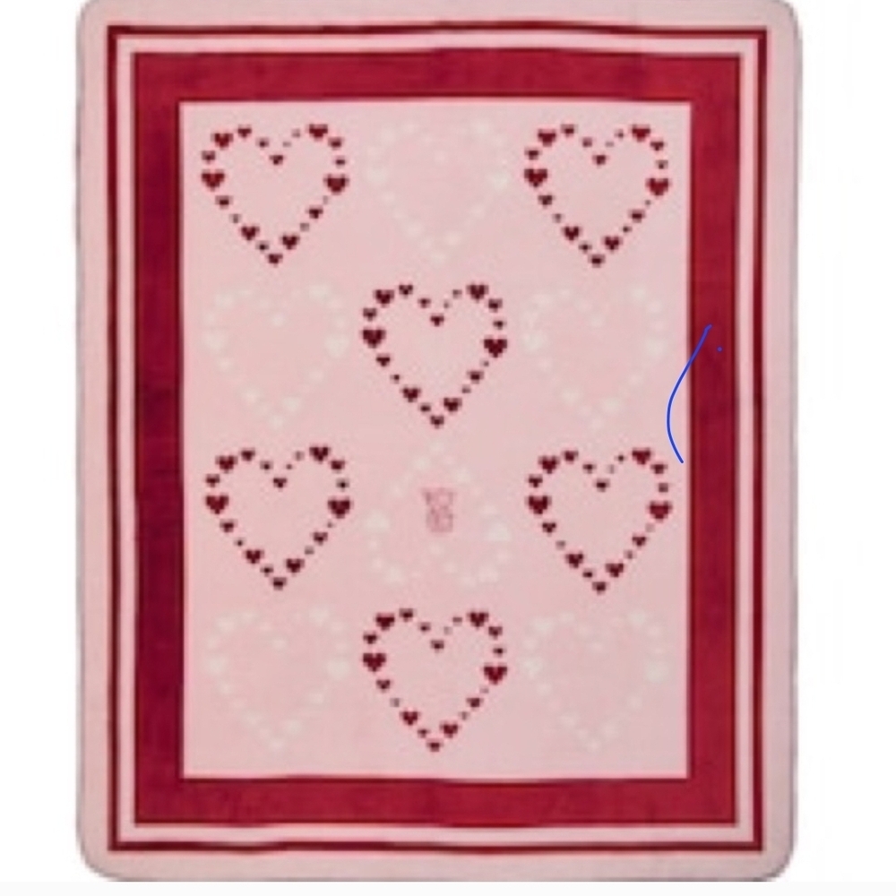Victoria's Secret Pink and Red Heart Throw Blanket